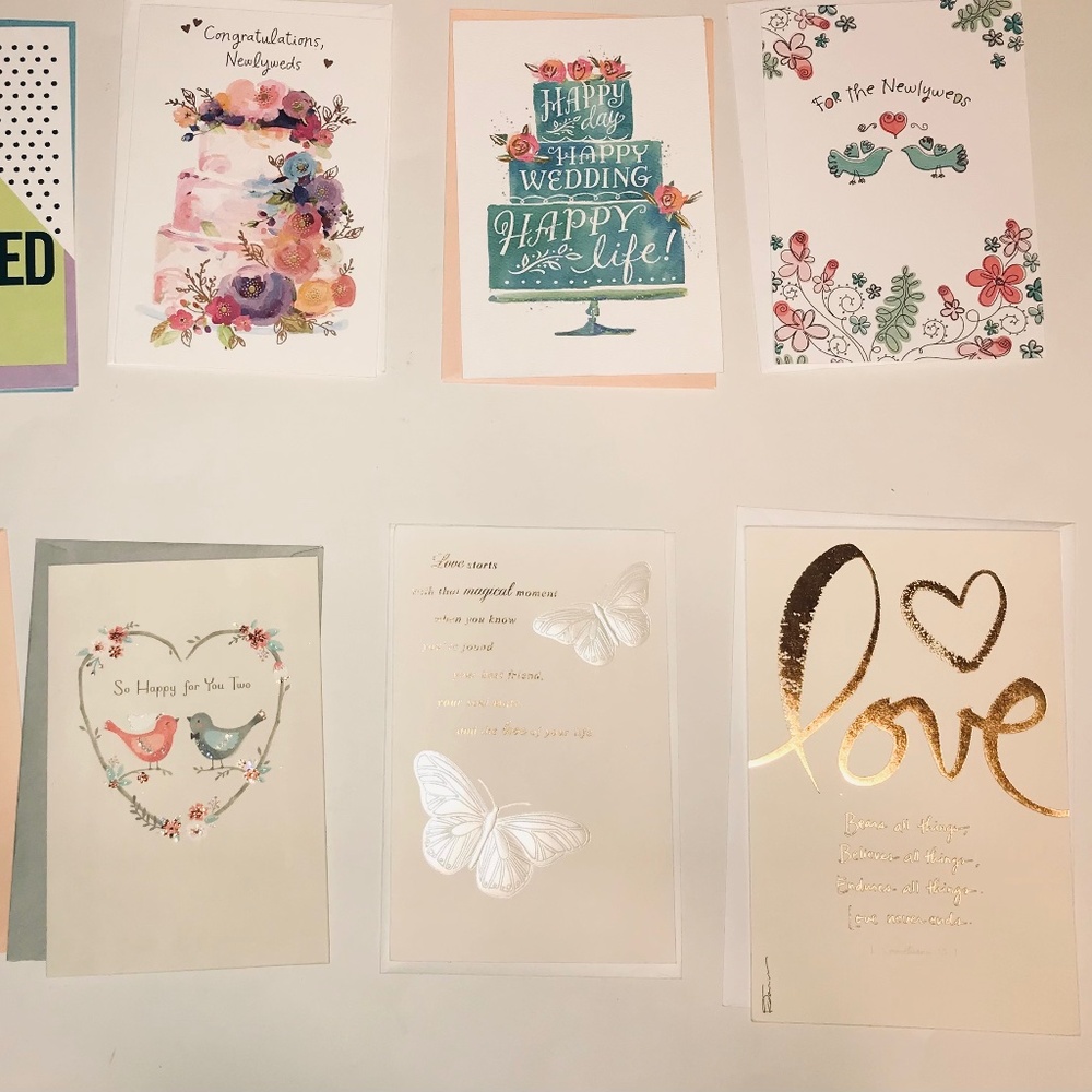 New 18 American Greetings Wedding Cards & Envelopes Lot Embossed Glitter